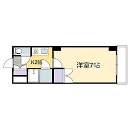 カルティエ城北通り 6階1Kの間取り