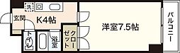 エルプエンテ 4階1Kの間取り