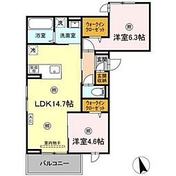 リートネージュ 2LDKの間取図画像