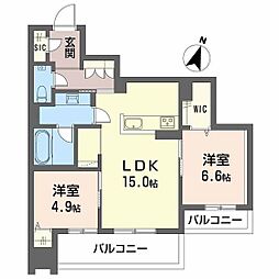 広島市安佐南区西原6丁目マンション 2LDKの間取図画像