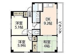 ラ・プラージュ屋代 3DKの間取図画像
