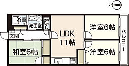 ハイムＮー3 2階3LDKの間取り