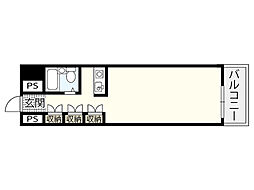 プラスパー東雲 4階ワンルームの間取り
