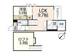 Grandtic L’Arc III 2階1LDKの間取り