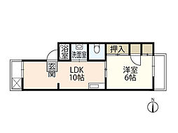 宇品マンション 1LDKの間取図画像