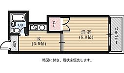 ヴィラ翠町 1Kの間取図画像