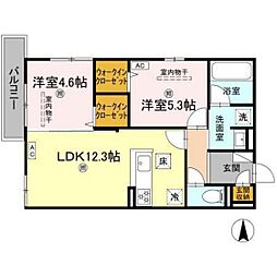 campanella山本 2LDKの間取図画像