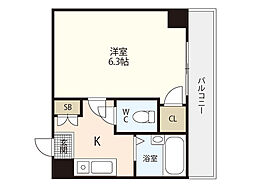 JR山陽本線 横川駅 徒歩25分の賃貸マンション 3階1Kの間取り