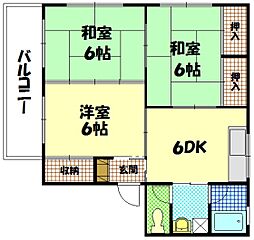 平成ハタI 1階3DKの間取り
