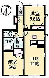 T'sハウス馬木C 2LDKの間取図画像