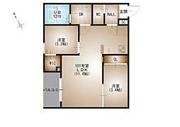 REGALEST-F 東観音 2階2LDKの間取り