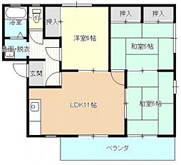フレグランスコサコA棟 2階3LDKの間取り