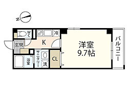 フォブール銀河III 3階1Kの間取り