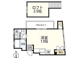 シティーハイツ舟入 ワンルームの間取図画像