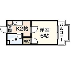 ホワイトパレス長束 1Kの間取図画像