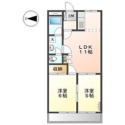 ルミナス八幡 2LDKの間取図画像