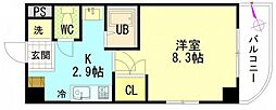 滝本ビル 1Kの間取図画像