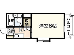 サンハイム 1Kの間取図画像