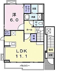 ココミニヨン 1LDKの間取図画像