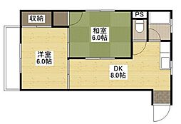 竹本ビル 2DKの間取図画像