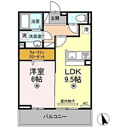 アヴァンティ矢賀 1LDKの間取図画像