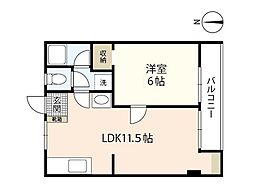 細田山ビル 1LDKの間取図画像