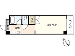 グリーンルージュ旭山 1Kの間取図画像