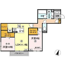ミルフォード皆実町 2LDKの間取図画像