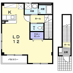 グランツ広 1Kの間取図画像