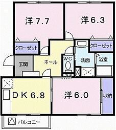 ハイクオリティマンション麗華 3DKの間取図画像