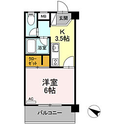 ローズハウス 1Kの間取図画像