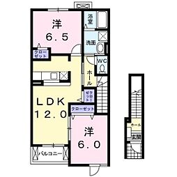 リバブル・コートA 2LDKの間取図画像