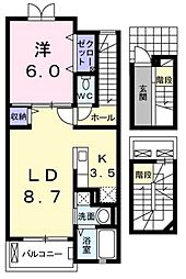 ウィステリアガーデンA 1LDKの間取図画像