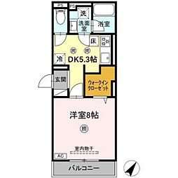 アップスD-IV 1DKの間取図画像