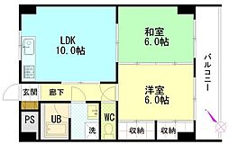 アヴァンセ中筋 2LDKの間取図画像