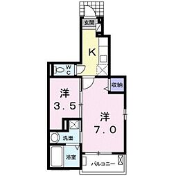 グランツ.フジ 1Kの間取図画像