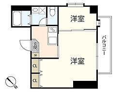ウイング平和大通り 2Kの間取図画像