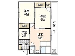サンシャイン江波 3LDKの間取図画像