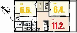 リバーパークせせらぎA 2LDKの間取図画像