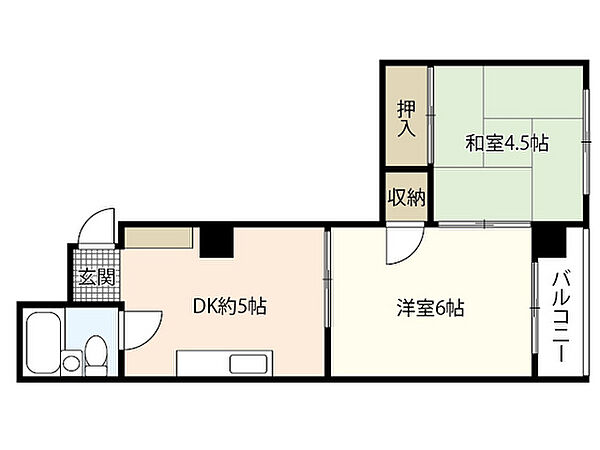 広島県広島市中区十日市町1丁目(賃貸マンション2DK・4階・30.00㎡)の写真 その2