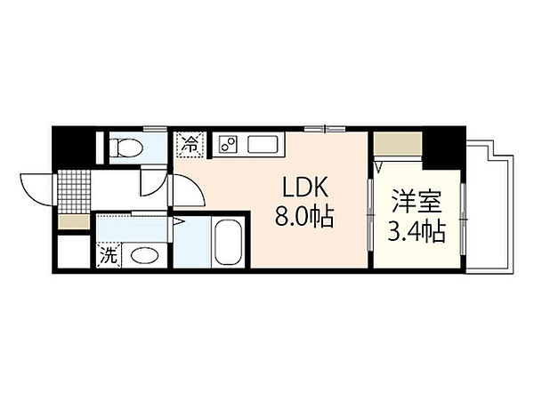 月光幟町壱番館 ｜広島県広島市中区幟町(賃貸マンション1LDK・3階・29.63㎡)の写真 その2