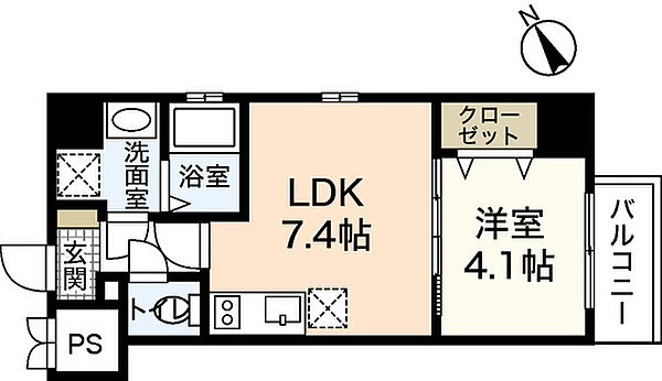 広島県広島市中区富士見町(賃貸マンション1LDK・4階・31.66㎡)の写真 その2