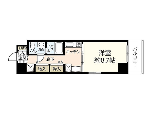 広島県広島市中区西白島町(賃貸マンション1DK・7階・33.70㎡)の写真 その2