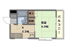吉島新町胡子屋ビル 1Kの間取図画像
