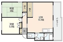第2ビューハイツ 2LDKの間取図画像