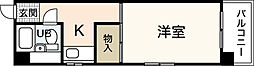 クレインリバーサイド 4階1Kの間取り