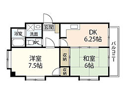 第1木本ビル 2DKの間取図画像