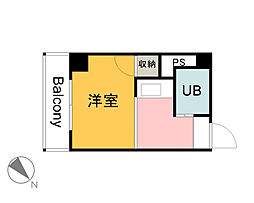 クオレマンションクサツ 1Kの間取図画像