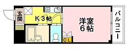 ダックビル 1Kの間取図画像