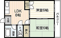 三滝リバーハイツ 1階2LDKの間取り